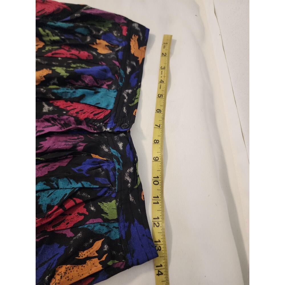Vintage Worthington Rayon Skirt Leaf Print Full Swing Midi Skirt Colorful sz 14 - Picture 4 of 9